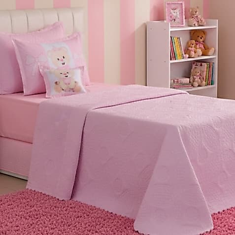 Solteiro Cobre Leito Colcha Infantil Menina Princesa Ursa 03 Peças Matelado Ultrassônico Premium