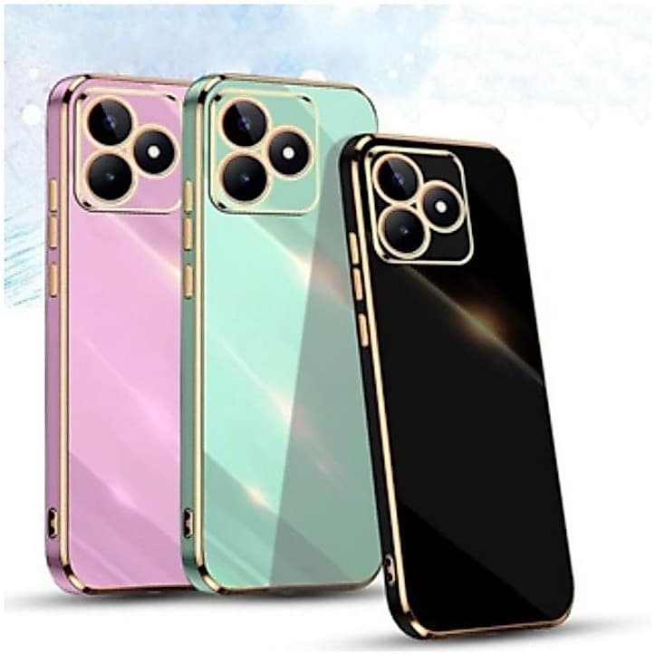 Capinha Borda Dourada para Realme C53/C55/C60/C65/C67/NOTE50