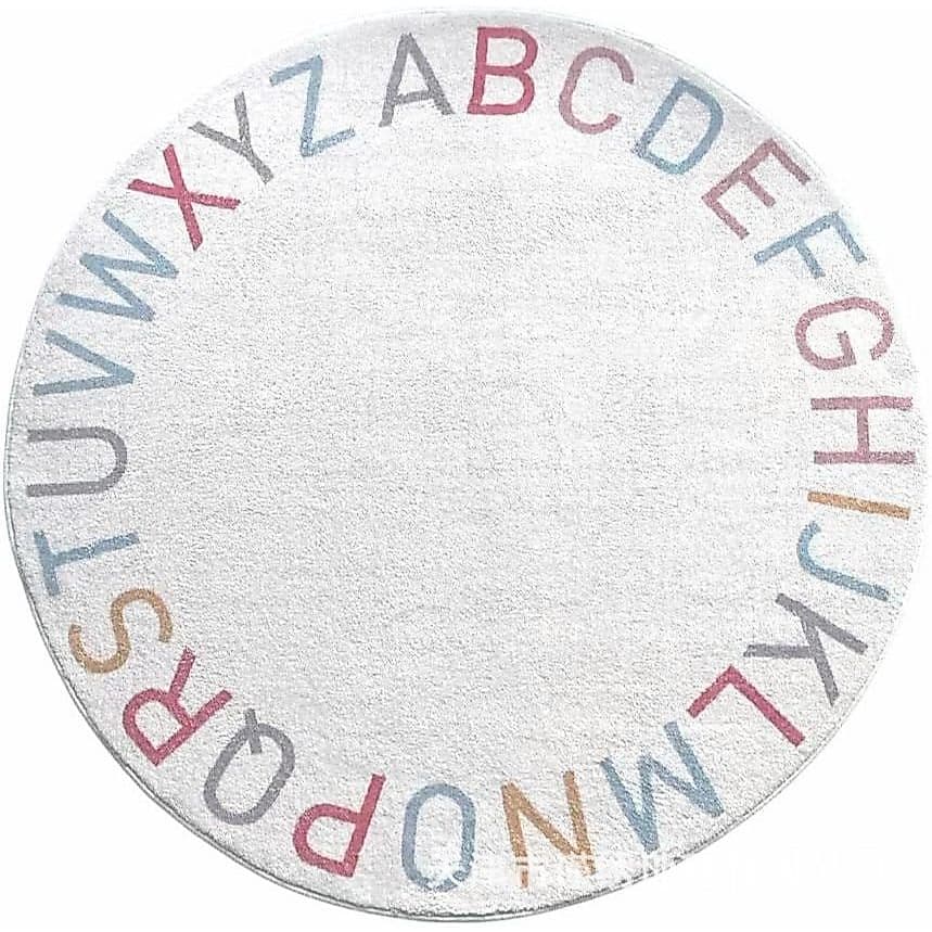 Tapete Quarto Infantil Antialérgico Menina Menino Lavável Boho Antiderrapante Alfabeto Veludo Decor Nórdico 120x120cm