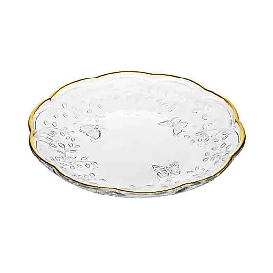 LYOR - Prato para Sobremesa New Butterfly com Fio de Ouro 20cm Cristal Ecológico