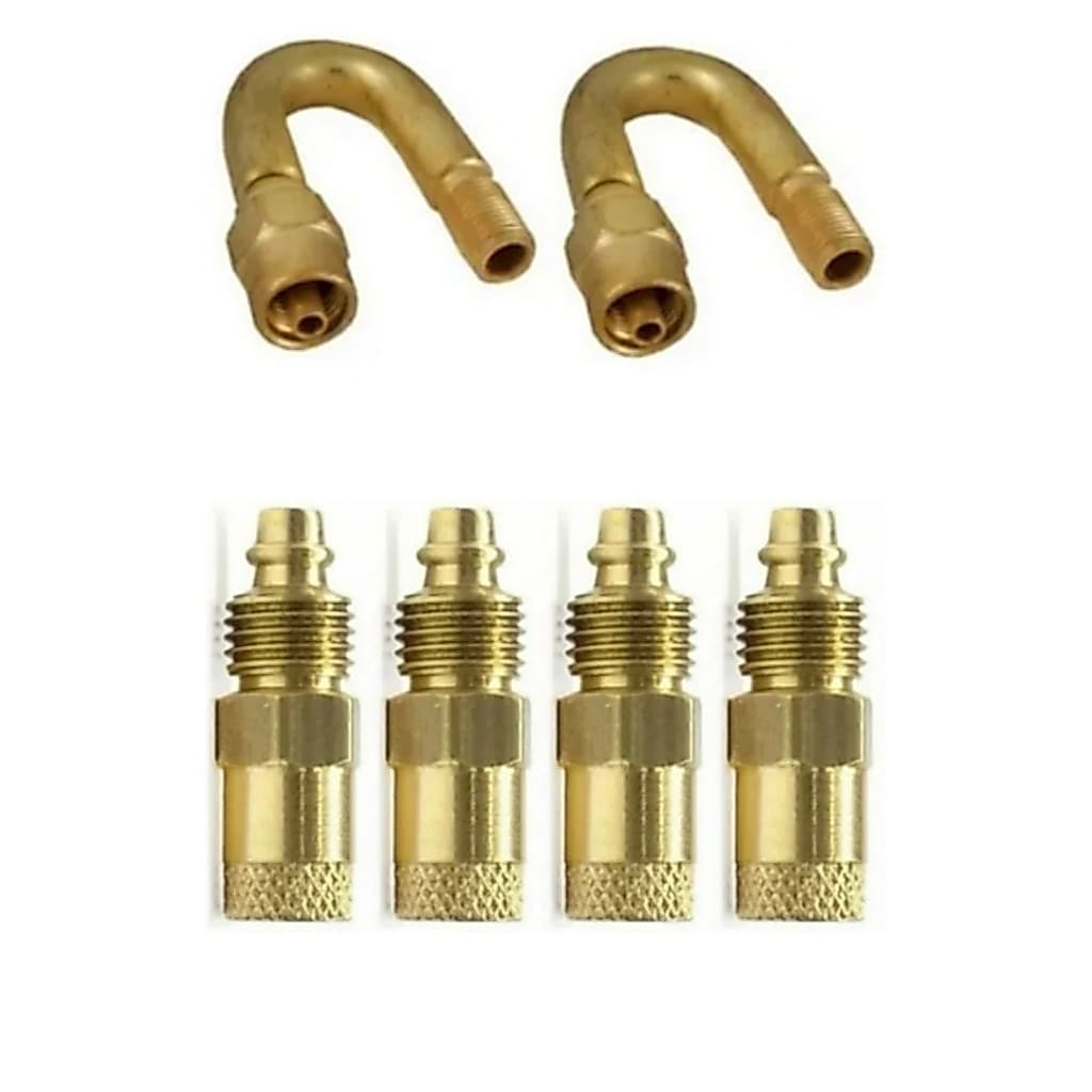 4 Prolongador + 2 Bico Curva Válvula Rodoar Caminhão Calibrador de Pneus Onibus