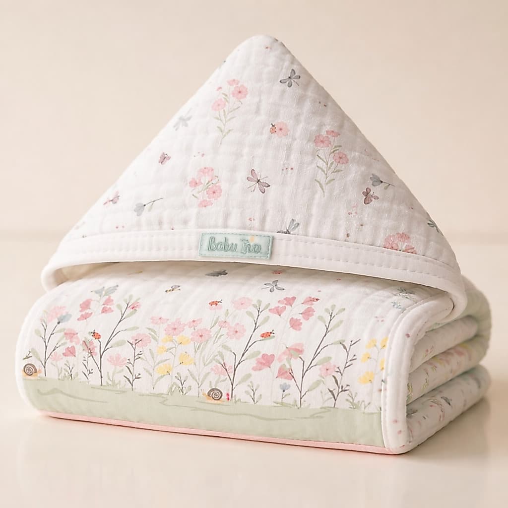 Toalha de Banho Soft para Bebê Infantil 100% Algodão Camada Dupla com Capuz Medida 90 cm x 80 cm