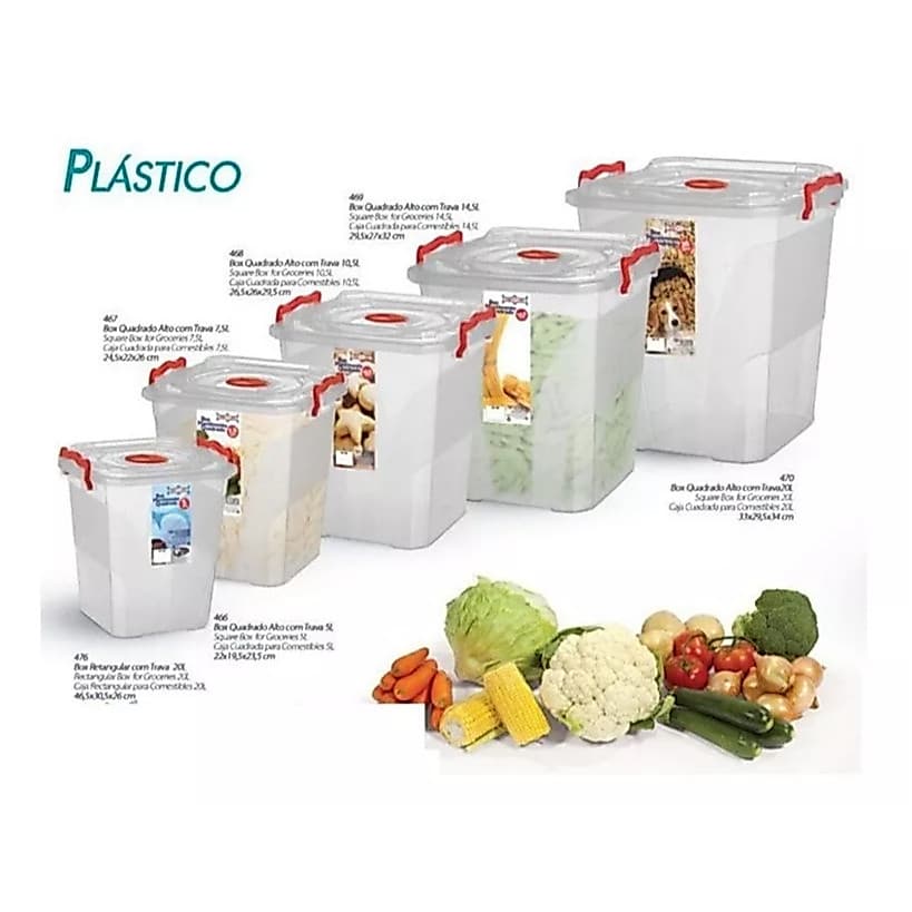 kit Pote De Mantimentos Plásticos Reforçado 5 Potes cozinha Organizador