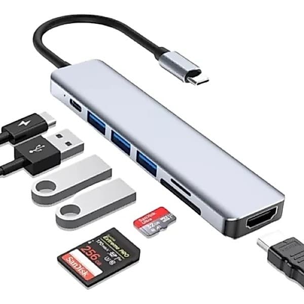 Hub USB-C 7 em 1 Multifuncional – Ideal para MacBook, Windows e Android