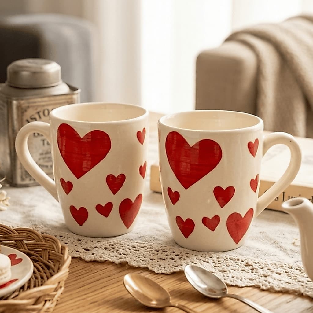 Jogo 2 Canecas Cerâmica 300ml Xícara Branca Love Várias Estampas - Istok / Café, Chá / Kit Conjunto