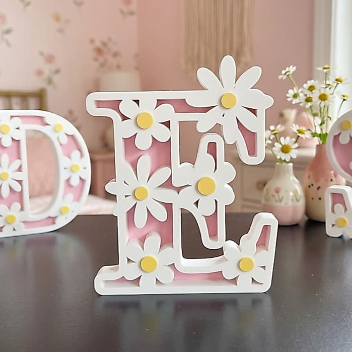 Letra Decorativa 3d Margarida Nome Mesa Quarto Infantil Bebê