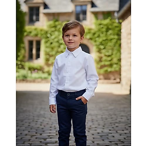Calça Preta com Camisa Manga Longa Branca Batizado Pajem Casamento Formatura Menino Infantil