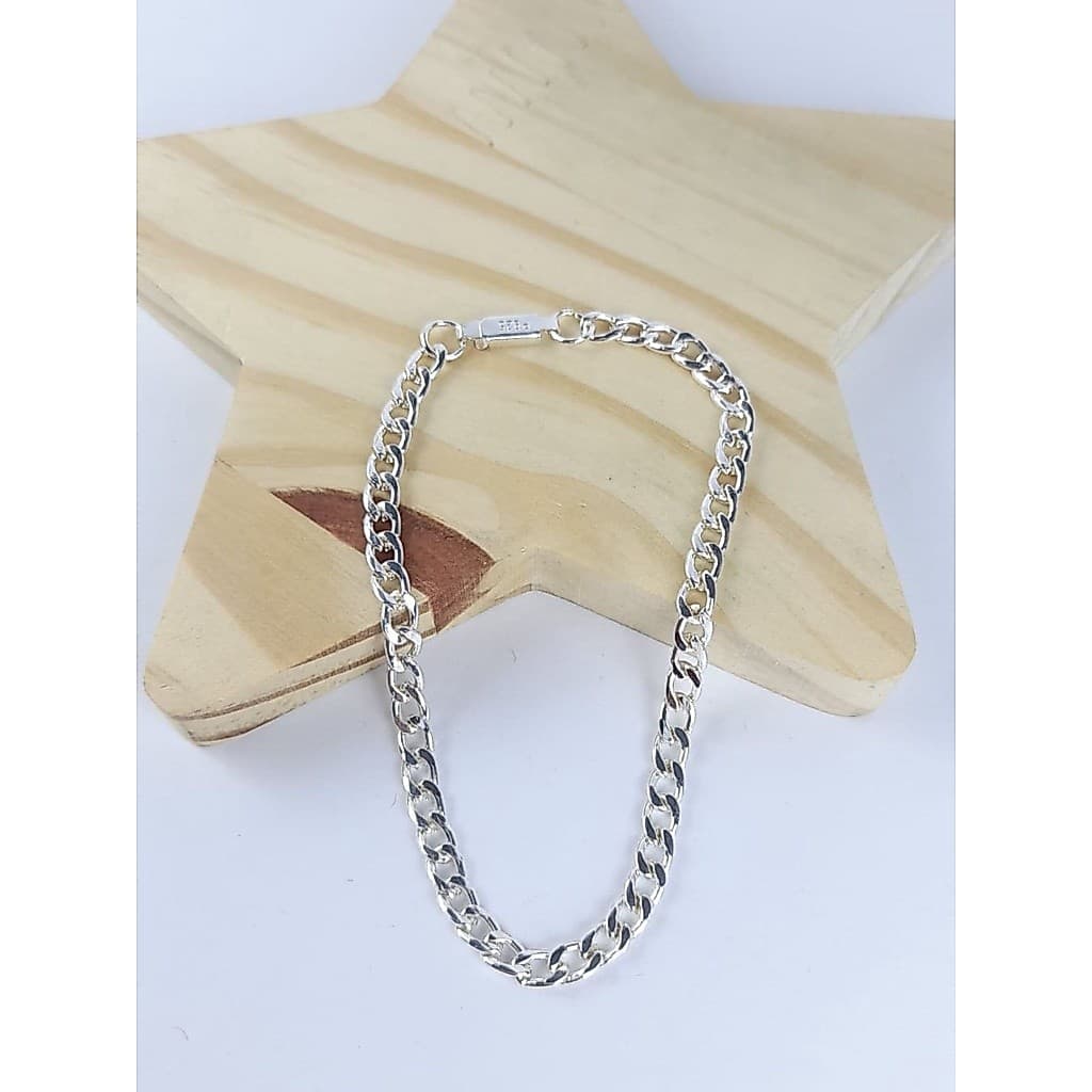 Pulseira 22 cm Elo 1x1 de 5mm Folheado a Prata Super Brilho