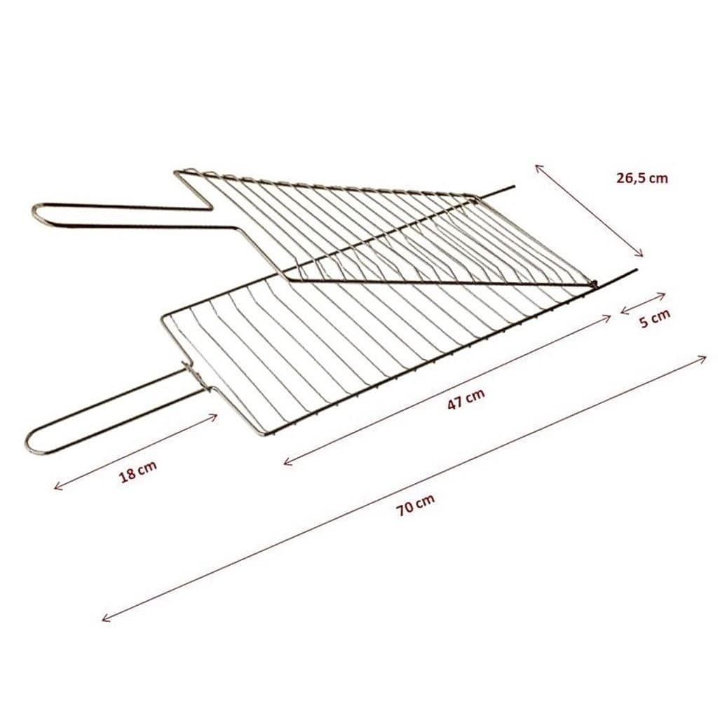 Grelha Dupla Abaulada 70 x 26,5 para Assar Peixe, frango churrasco