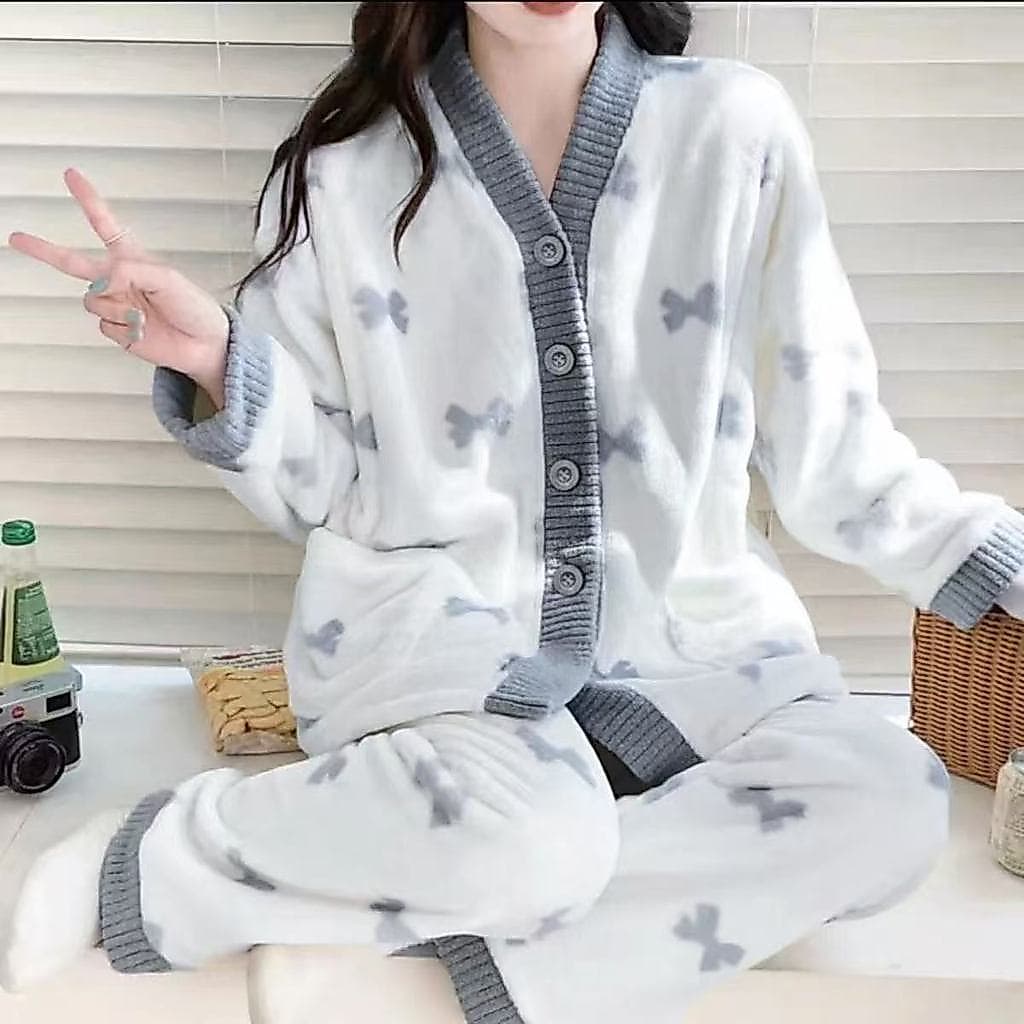 [OSEE] Pijama Feminino De Outono E Inverno , Flanela De Lã Ártico , Quente Solto , Roupa De Dormir De Pode Ser Usado Ao