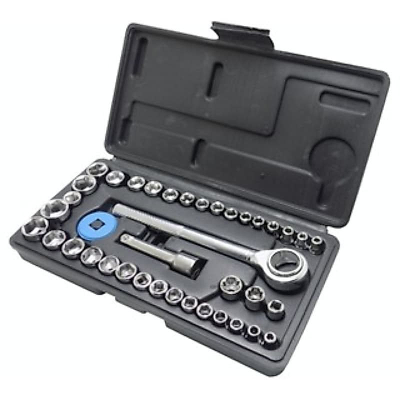 46 Peças Maleta Completa Linha Premium Kit Chaves Jogo Catraca Reversível Com Soquetes Preto