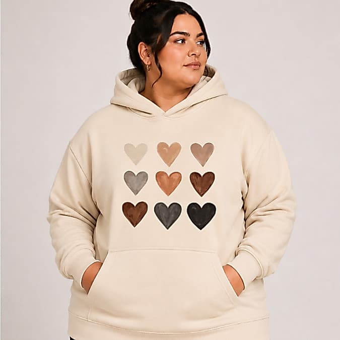 Moletom Canguru Feminino Coraçãoes Blusa de Frio Com Capuz e Bolso Canguru Inverno