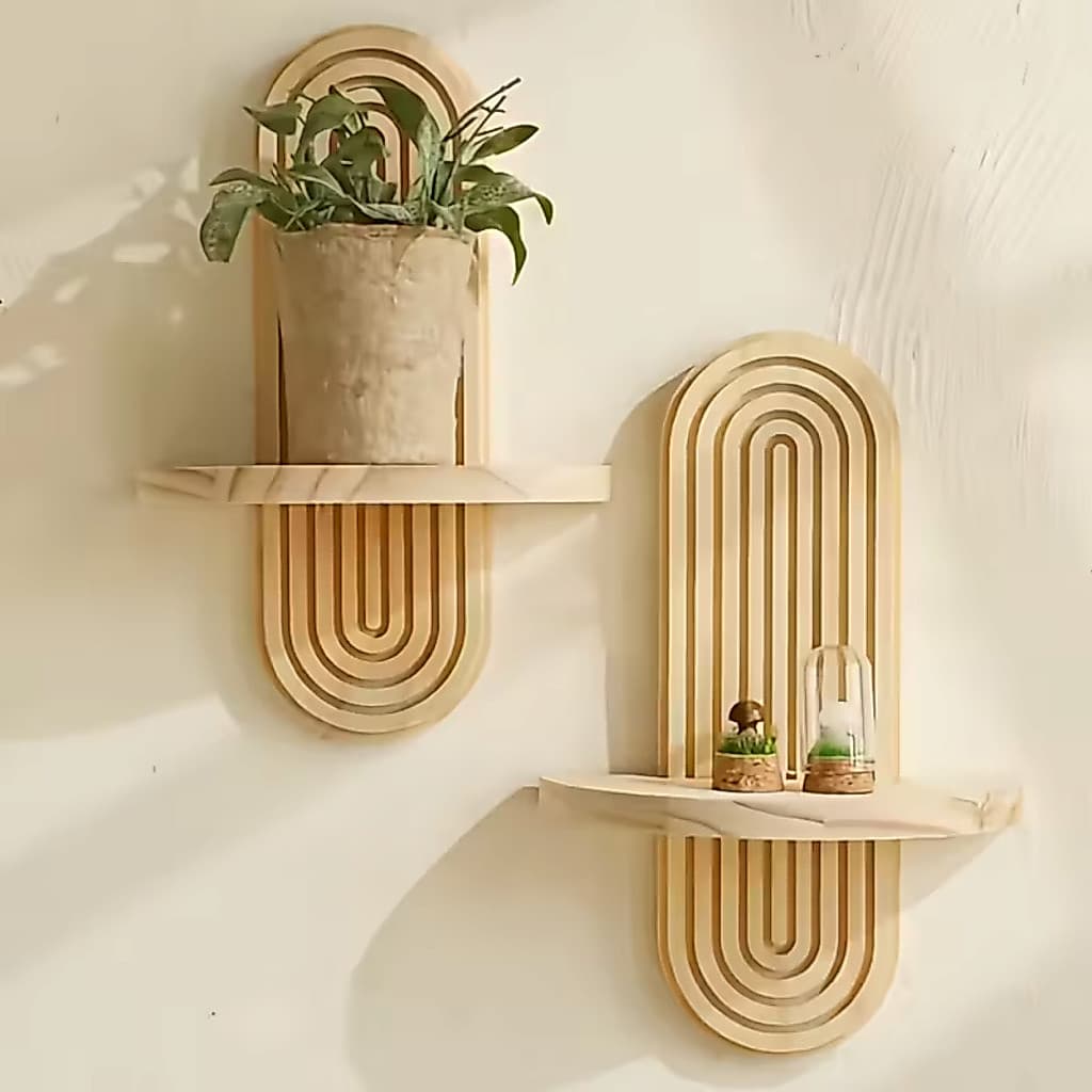 Prateleira de Parede Decorativa em Madeira Pinus Natural – Estilo Moderno e Funcional