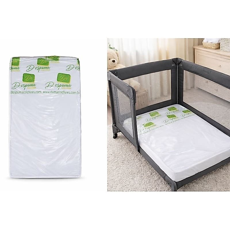 Colchão de Berço Chiqueirinho Moisés Desmontável 100x70x10cm Impermeável Espuma D18 Baby