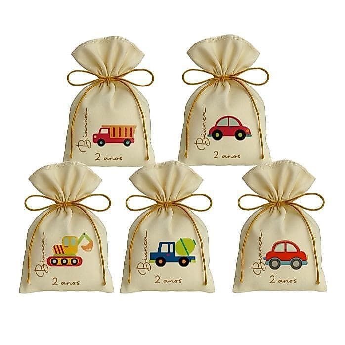 Kit 10 Saquinho Personalizados Festa Lembrancinhas Carrinhos meio de transporte