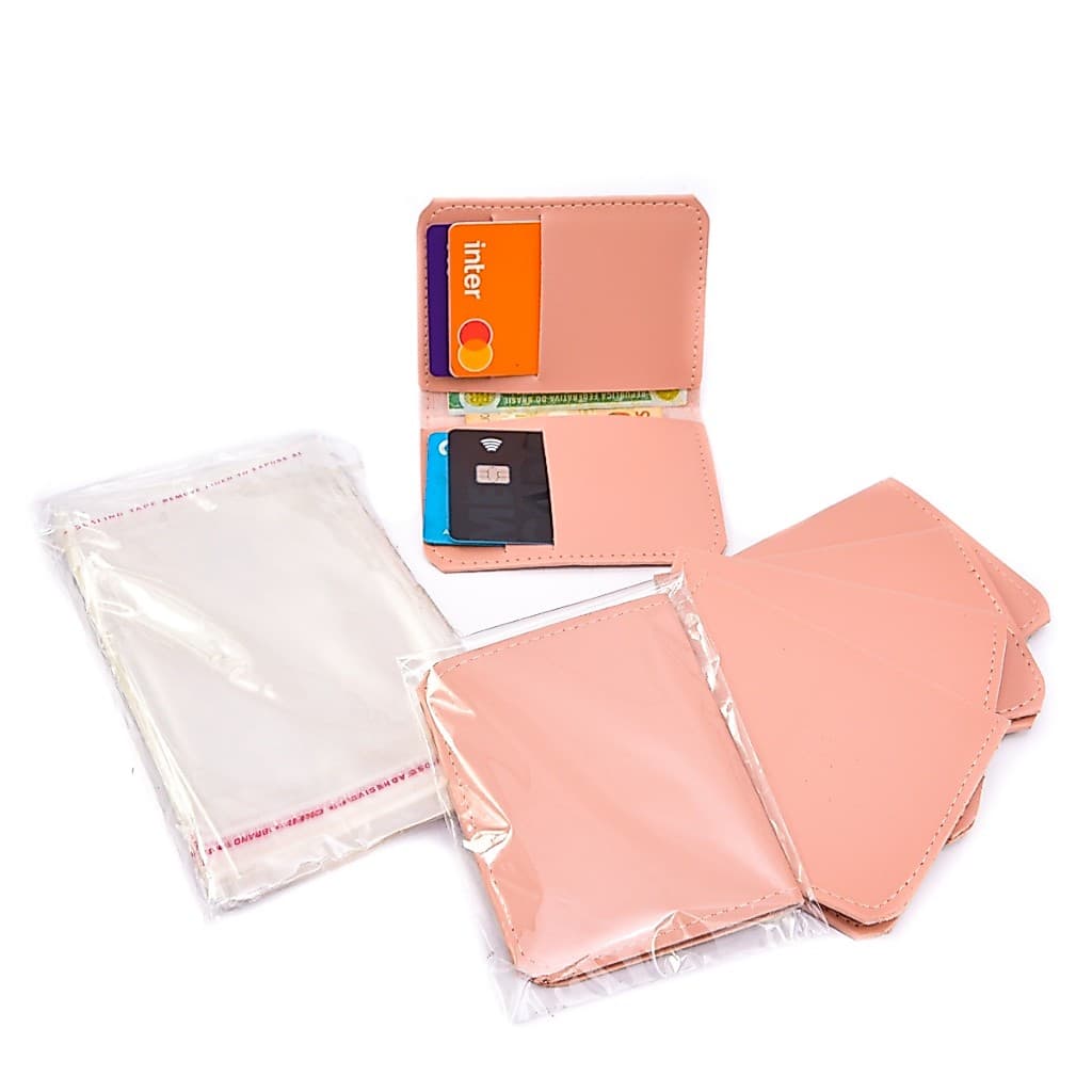 Kit 50 porta cartão masculino e feminino slim personalizado com nome ou logo atacado mais embalagens