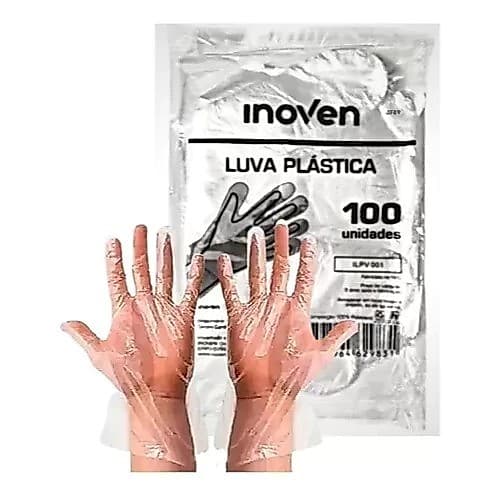 KIT Luva Descartável de Plástico Alimentos Limpeza