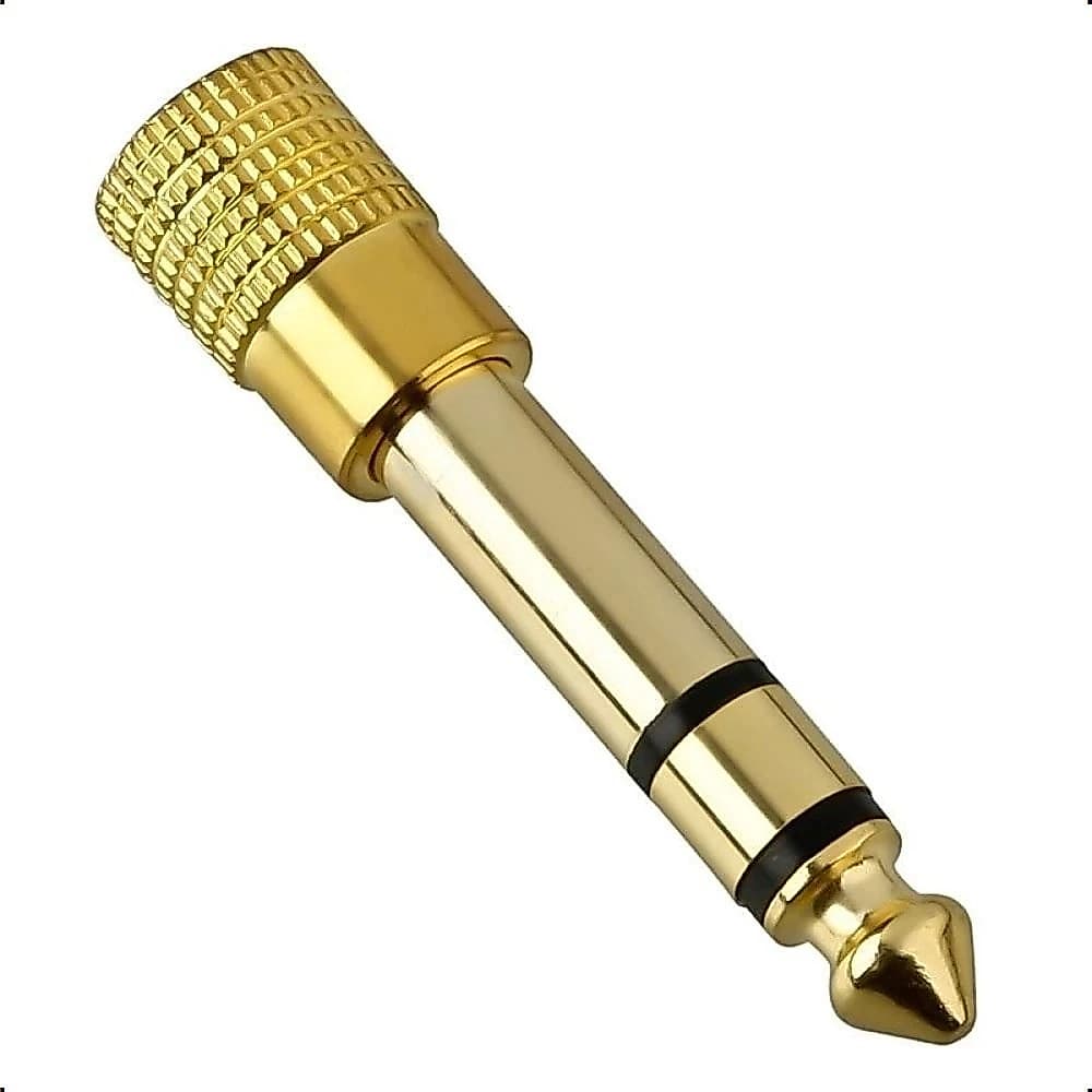 🎼 Adaptador P2 P10 Original p/ Músicos | Conector Dourado para MP3 Player e Equipamento Pro
