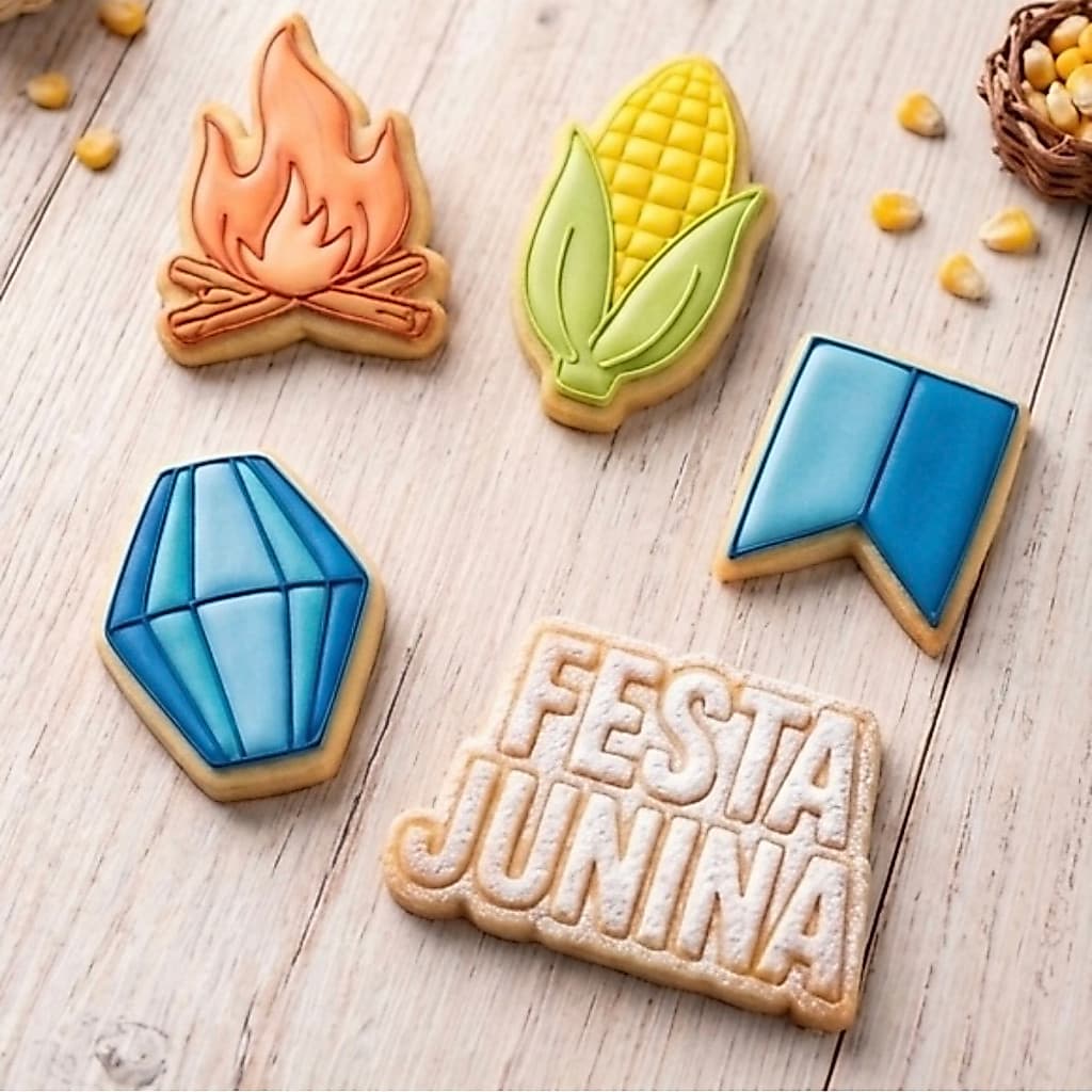 Kit Cortador e Carimbo de Biscoito Pasta Americana Festa Junina São João