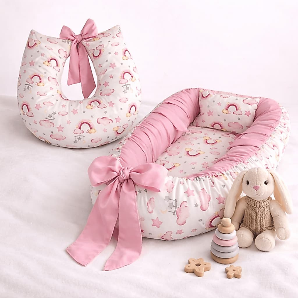 Kit ninho redutor de berço com almofada amamentar para bebê | menino menina | estampado