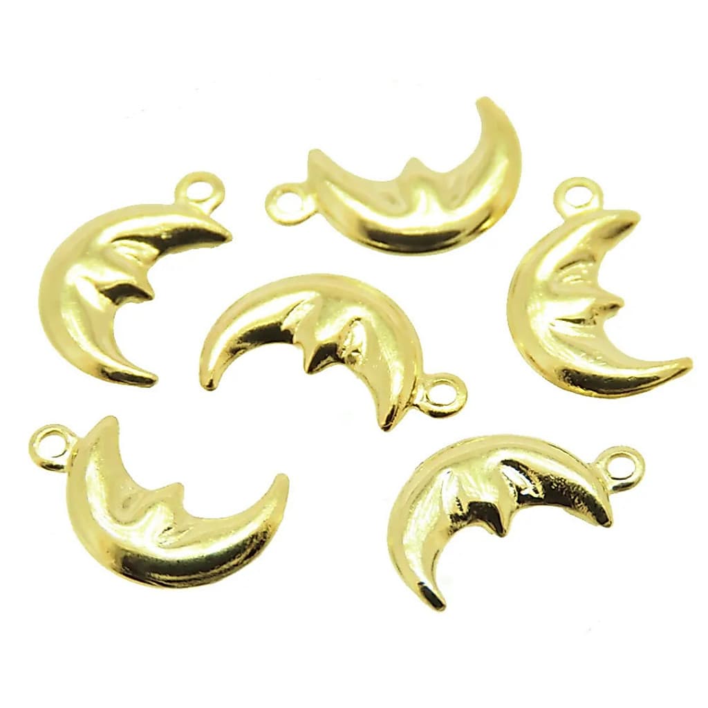 Pingente Lua Folheado Ouro 18k Para Montagem Semijoias Bijuterias Artesanato Atacado Revenda