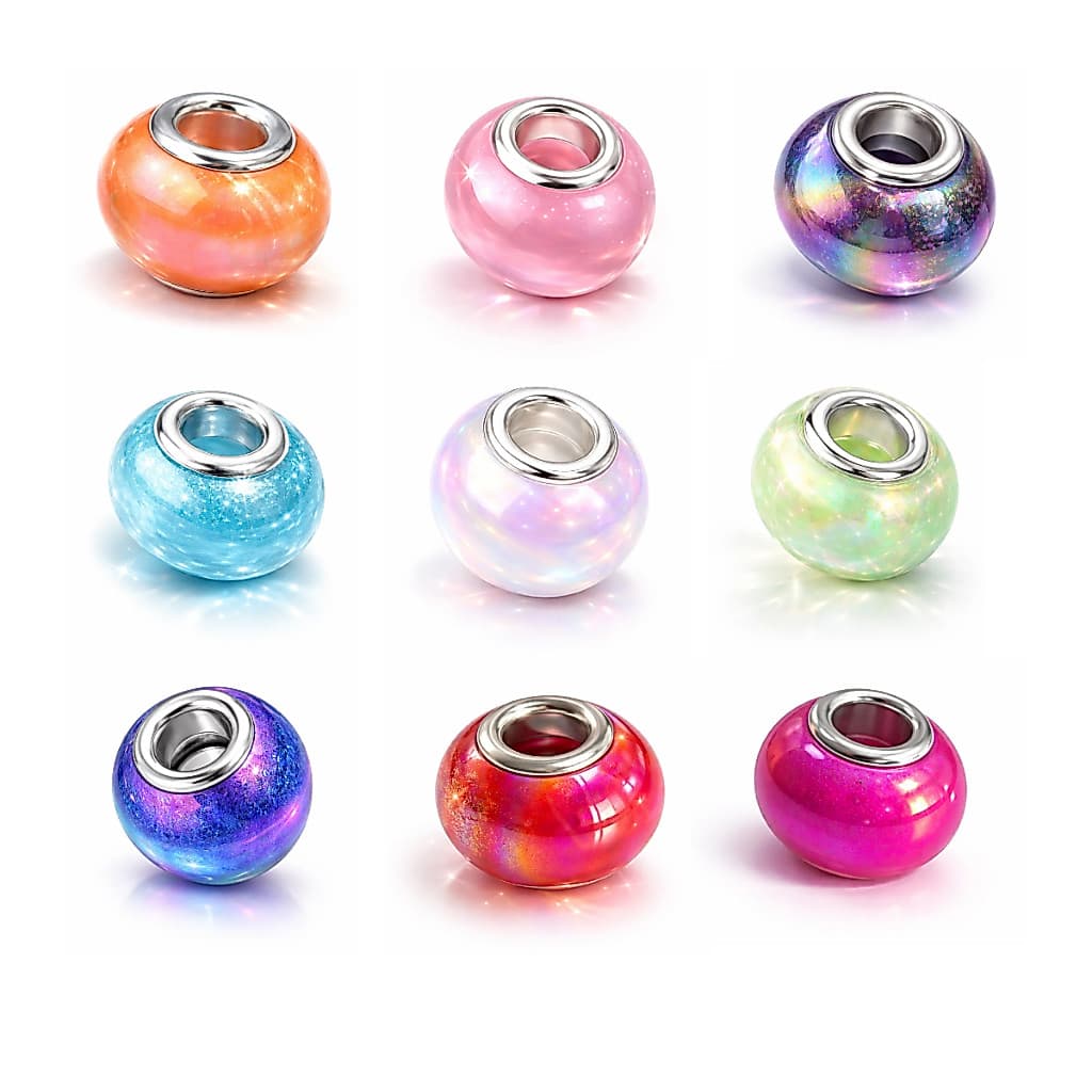 Berloque Murano Separador Charm para Composição Colorido Presente Brilhante  Luxo Joias  Pingete Aço