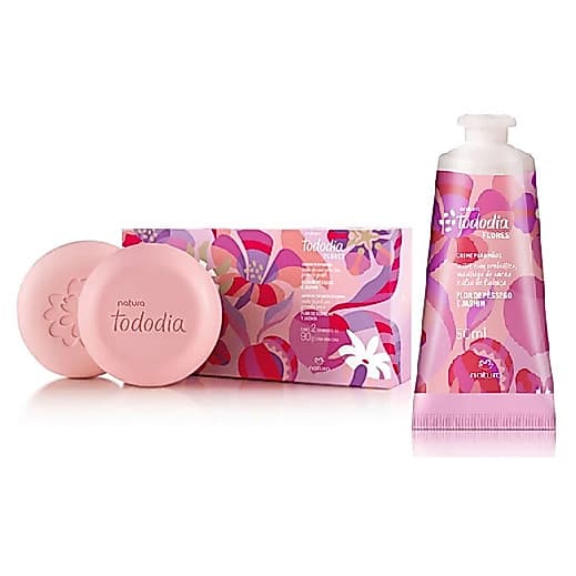 Presente Combo Creme de Mãos + Caixa de Sabonetes - Natura Flor de Pessego e Jasmin