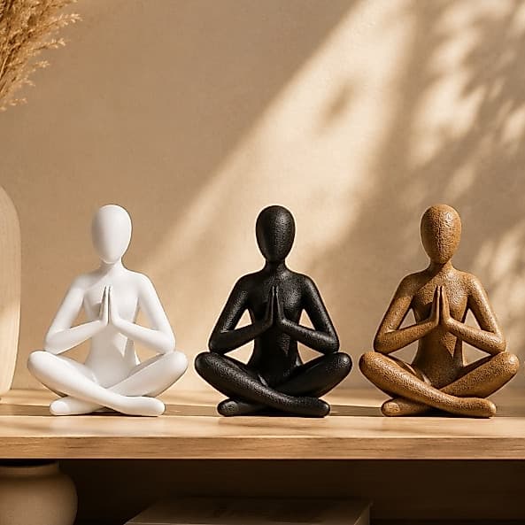 Estátua Decorativa Gratidão Oração Escultura Minimalista Sala Quarto Meditação 12 cm altura