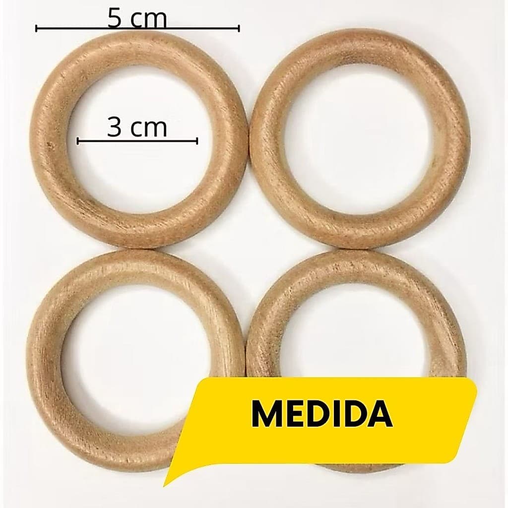 60 UN Argola de Madeira Artesanato Macramê DIY Ideal para Decoração de Casa - Projetos Manuais