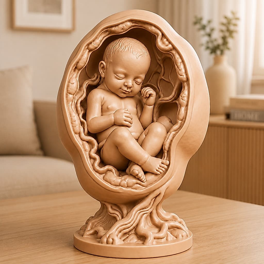 Escultura Decorativa Anatômica Bebê No Útero Medicina Obstetrícia Ultrassom Decoração Feto Presente Mãe Grávida Gestação