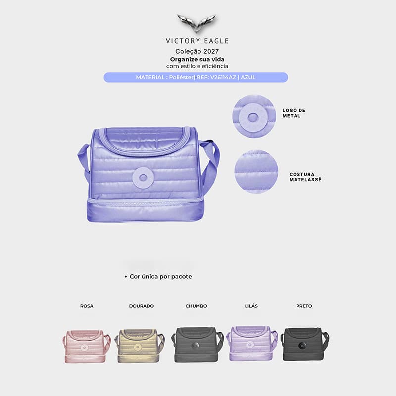 Lancheira Térmica 2 Bolsos Marmita Lanche Rosa Resistente