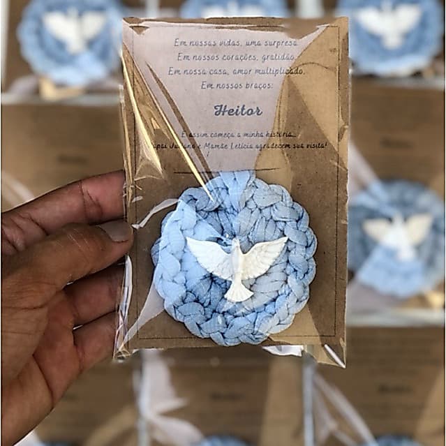 Lembrancinha batizado Mandala crochê Divino Espírito Santo Lembrancinha Batizado Chá de Bebê Crisma Primeira Eucaristia