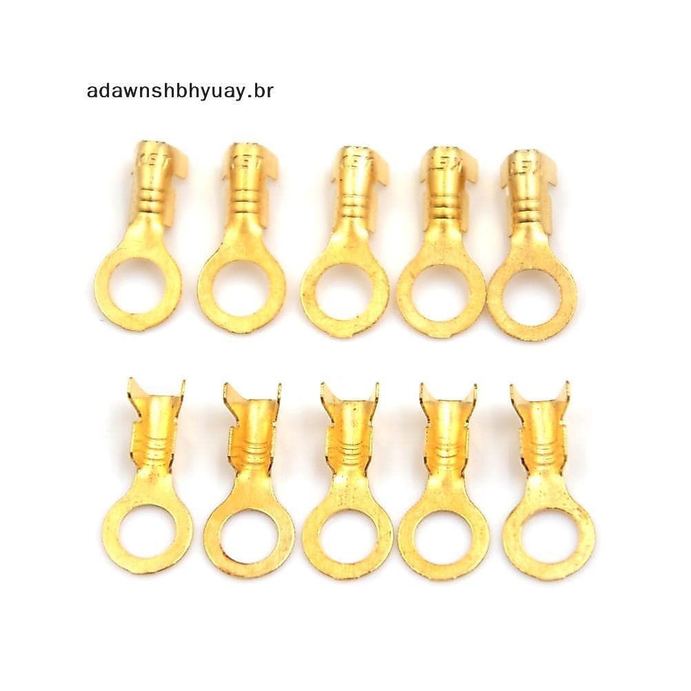Adwnshubiuay 100 Pcs 5.2mm Ouro Latão Terminal Redondo Fonte De Alimentação Fio Conector BR