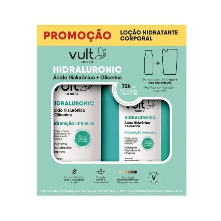 Kit Vult Hidratante Corporal 350ml + Refil Hidratante Corporal 300ml Hidraluronic