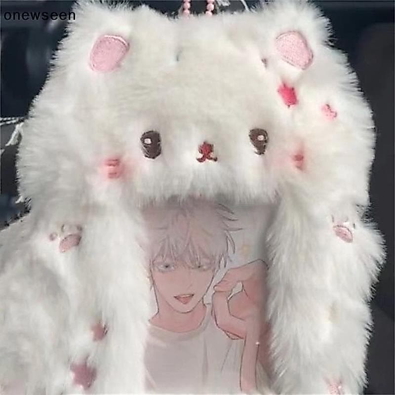 Bonito Gato Gatinho Coelho Titular Do Cartão De Pelúcia Photocard Caso Saco Chaveiro Pingente Ídolo Foto Capa Protetora
