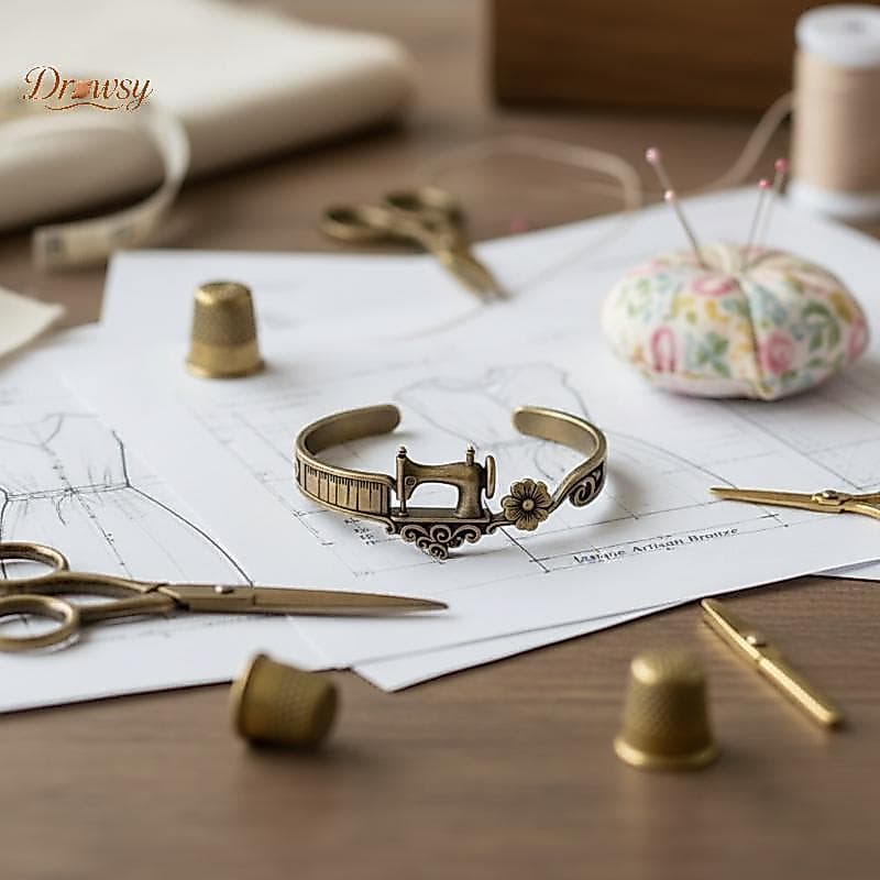Drowsy Máquina De Costura Pulseira Para Meninas Ajustável Artesanal Jóias Vintage Alfaiate Charme Melhor Presente Fãs Fe