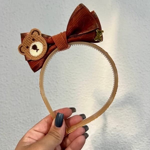 Arco Infantil Menina Urso| Tiara de Cabelo Infantil | Acessório Menina