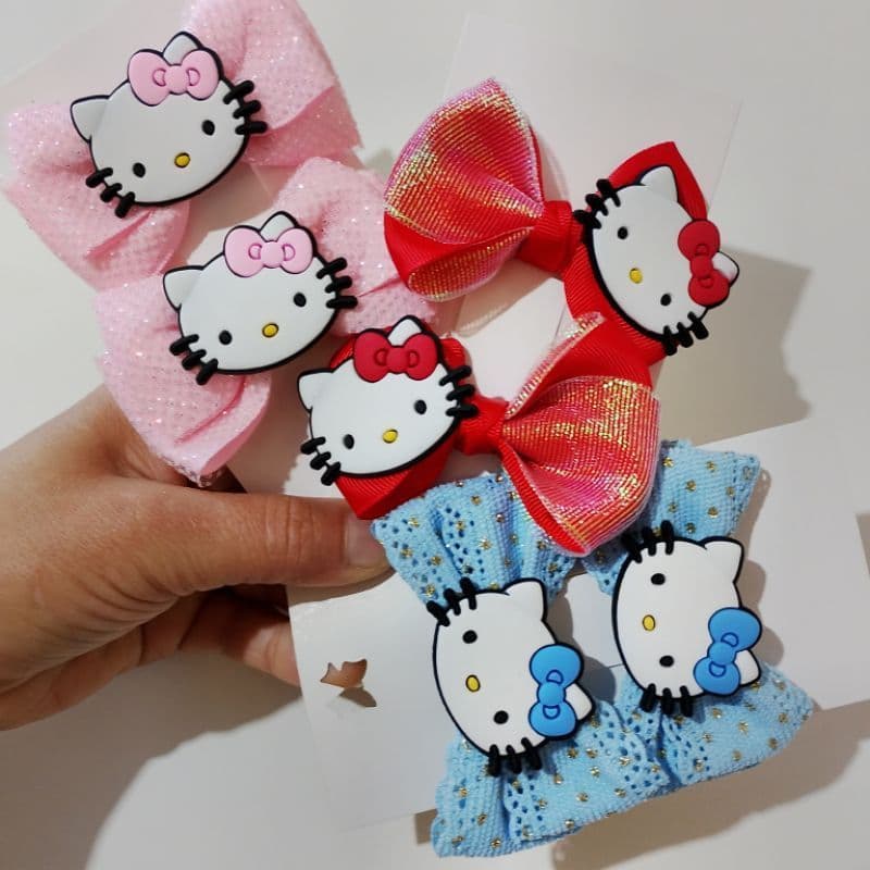 Kit de Laços Hello Kitty Infantil – Laços Luxo para Meninas/ Bico de pato/ acessório cabelo
