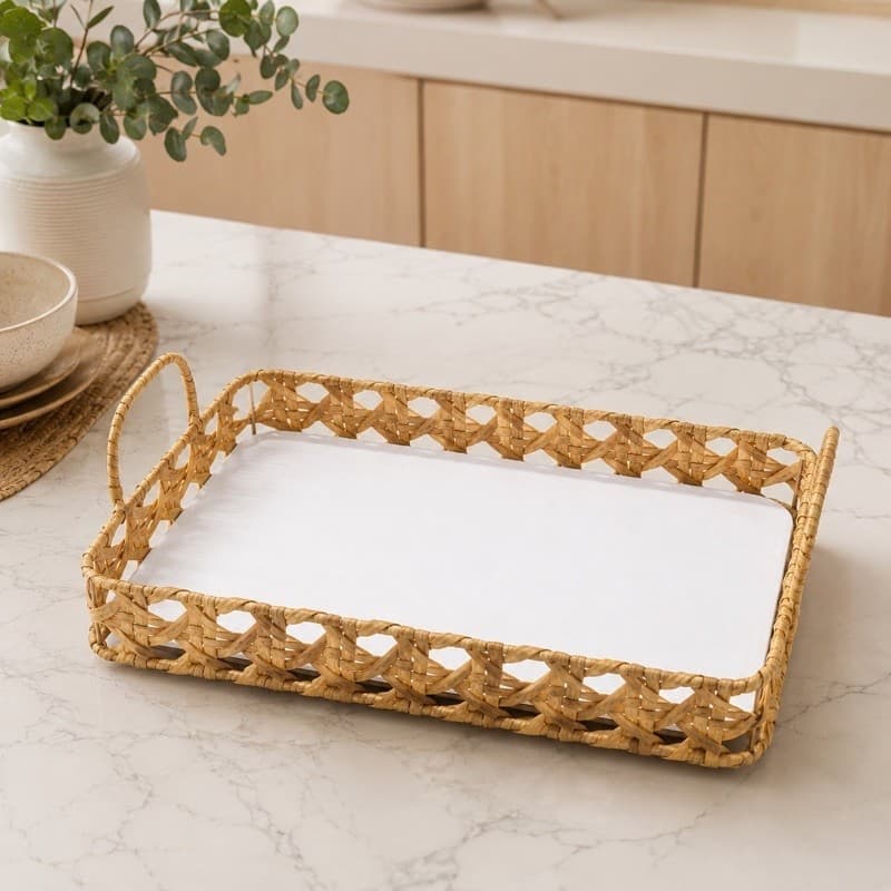Bandeja Retangular Trançarte Wolff 28x21x5cm em Plástico com Alças