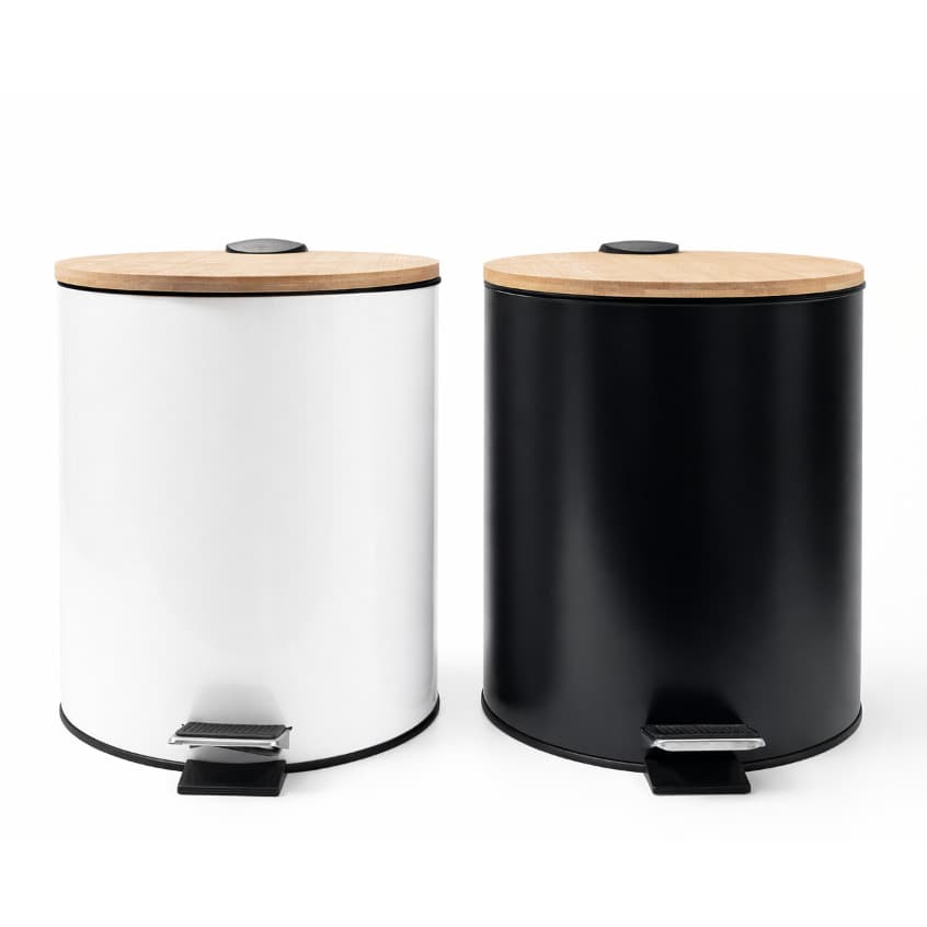 Lixeira Premium 3L e 5L com Pedal Inox Tampa de Bambu Cesto Removível Design Moderno Para Banheiro Escritório Cozinha