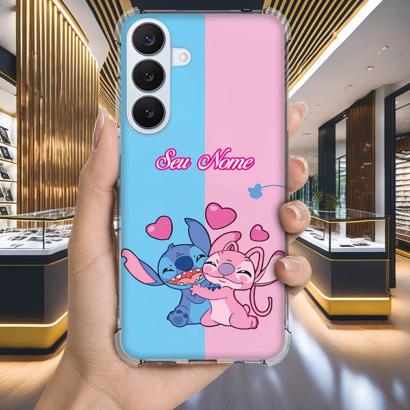 Capa Capinha GALAXY M62 M54 M53 M52 M51 M31 M35 M34 M33 M23 M21S Anti-impacto Personalizada geek STITCH azul nome (3502)