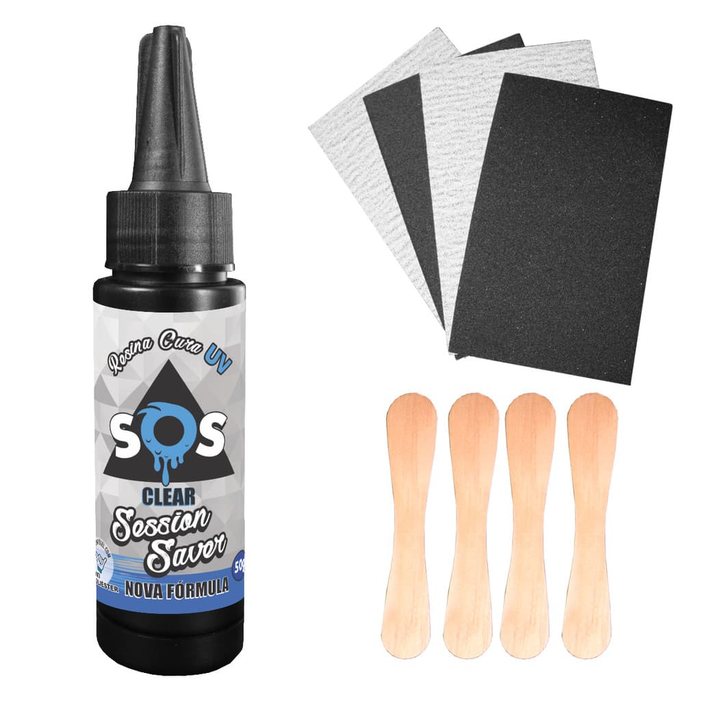 Kit Conserto Prancha Surf Resina Cura Solar 50g Incolor