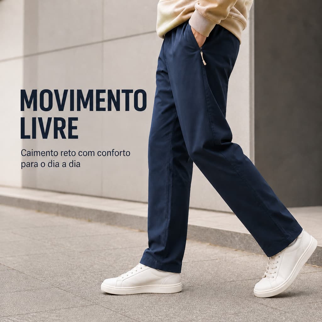 Calça Reta Masculina Casual Esportiva Com Bolsos Grandes Antifurto Estilo Urbano Gringa