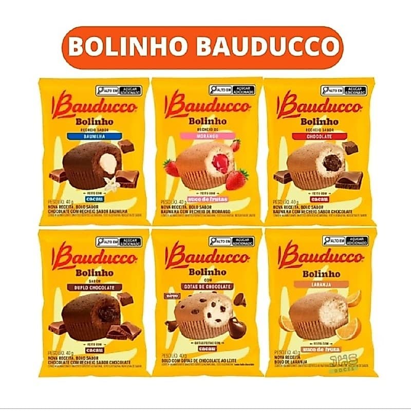 bolinho recheado bolo bauducco caixa com 16 bolos chocolate morango baunilha