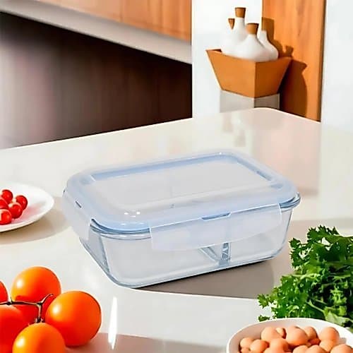 Pote Hermetico Vidro Refratario Divisoria Organizacao Cozinha 1520ml