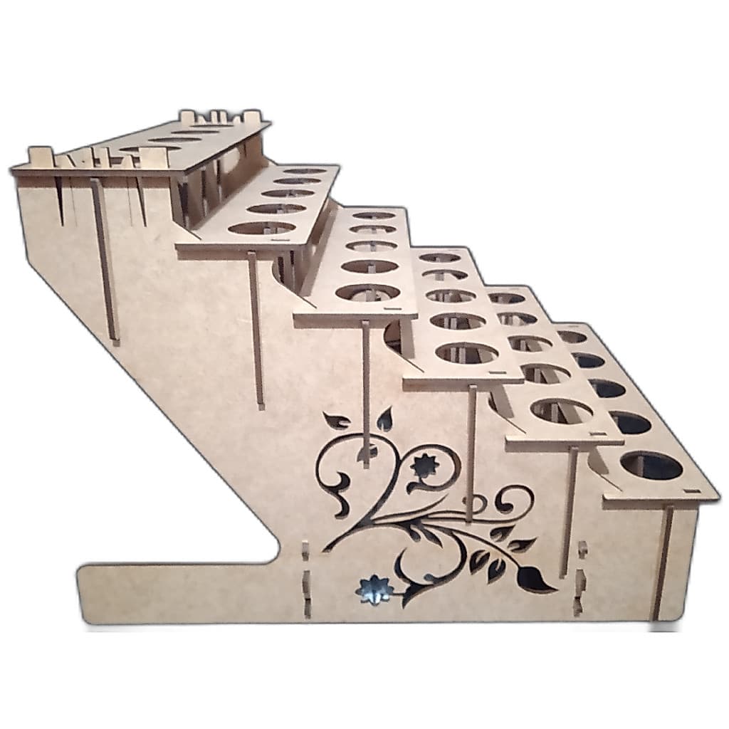 Suporte Porta Cones Trufado Escadinha Organizador de Balcão 30 un Madeira Mdf Crú
