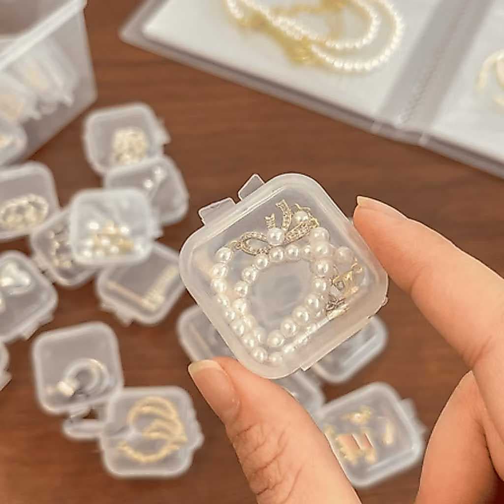 Caixa de Plástico Transparente para Brincos com Tampões Quadrados e Tampa para Bijuterias