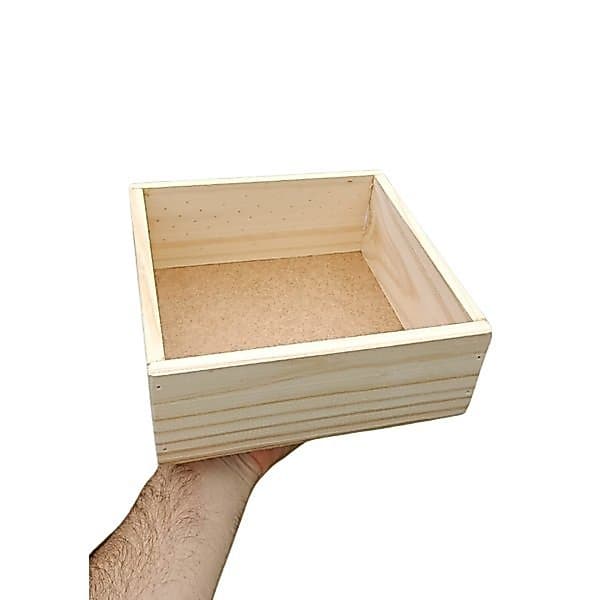 Kit Caixinha Bandeja de Madeira Quadrada 30cm x 30cm - Classe Artesanato 3 Unidades