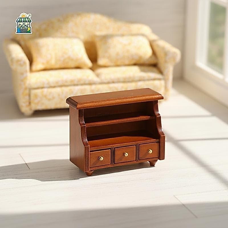 1 Conjunto 1/12 Mini Casa De Bonecas De Madeira Retro Expositor Sofá Modelo Móveis Criativos Para Sala Estar Cenário