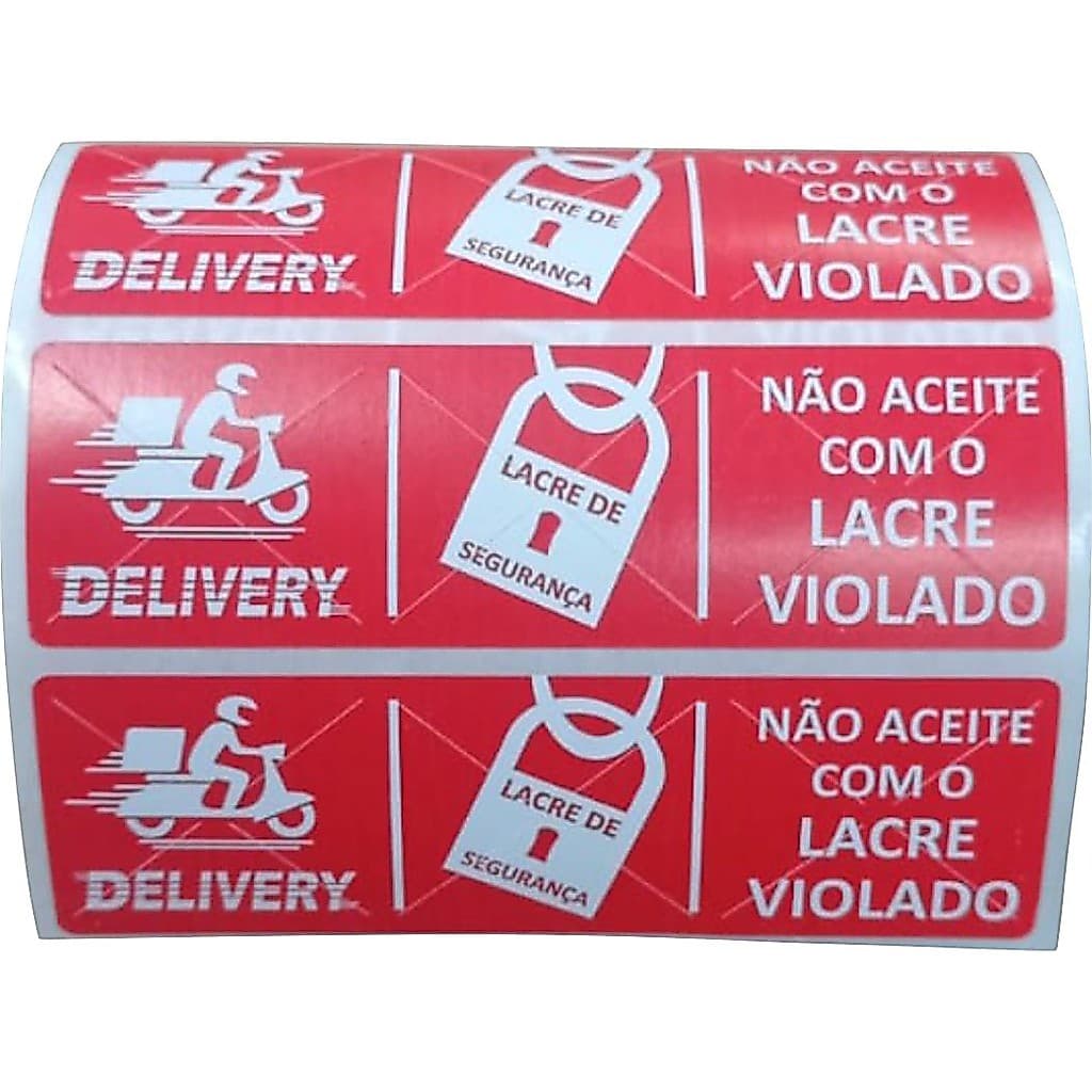 2000 LACRES DE SEGURANÇA DESTRUTÍVEL PARA DELIVERY 10X3 Cm - IFOOD, 99 FOOD, RAPPI